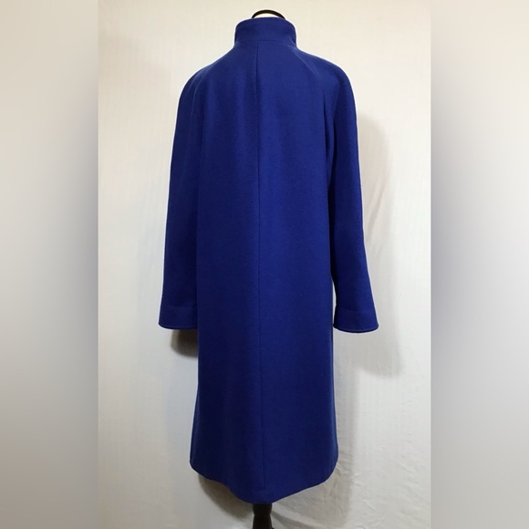 Vintage Komitor Womens Oversized Wool Trench Coat Size 8 Long Overcoat Twee Blue - Picture 8 of 16